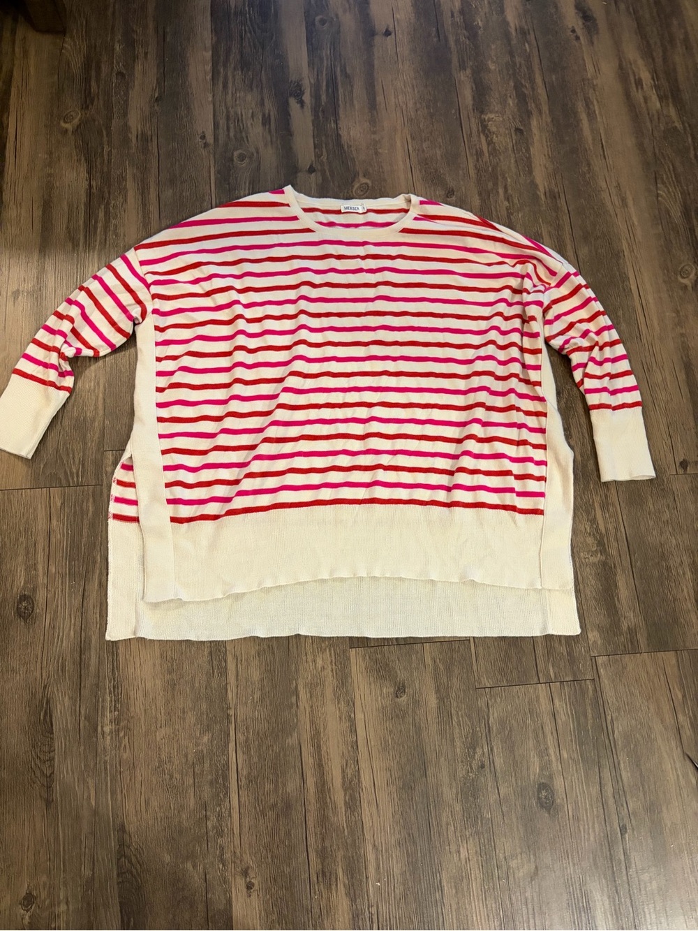 Mersea AMOUR SWEATER CANDY CANE STRIPE Heart Patch OS